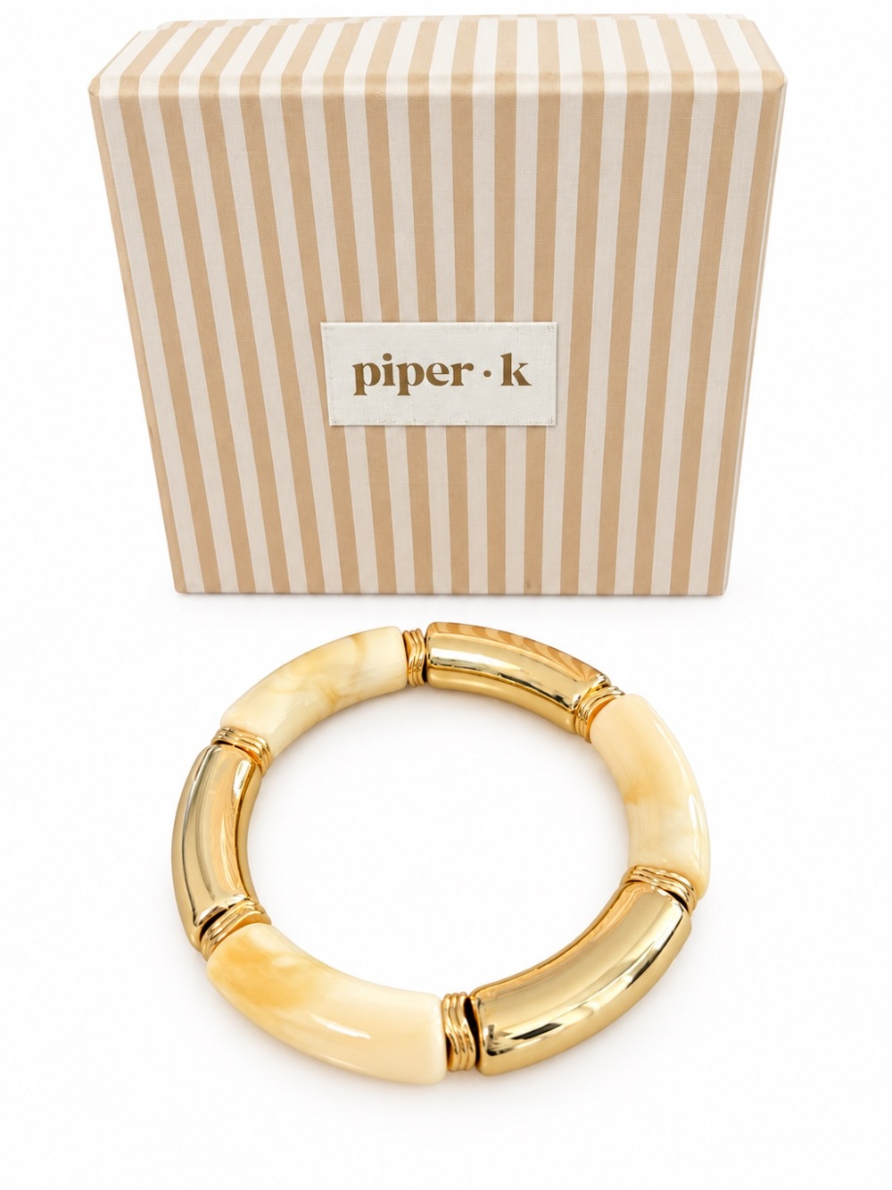 Piper•k Gold and Cream Bamboo-Style Link Bracelet